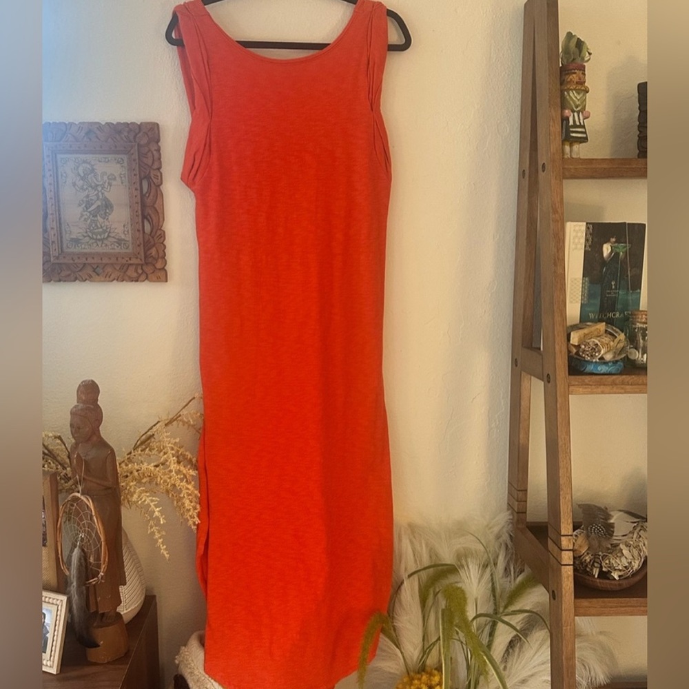 Free People Vibrant Coral Midi Dress